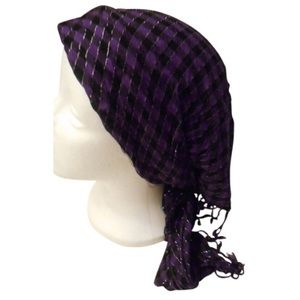 Large fringed summer purple black scarf 50” x 23” Tik tok scarves